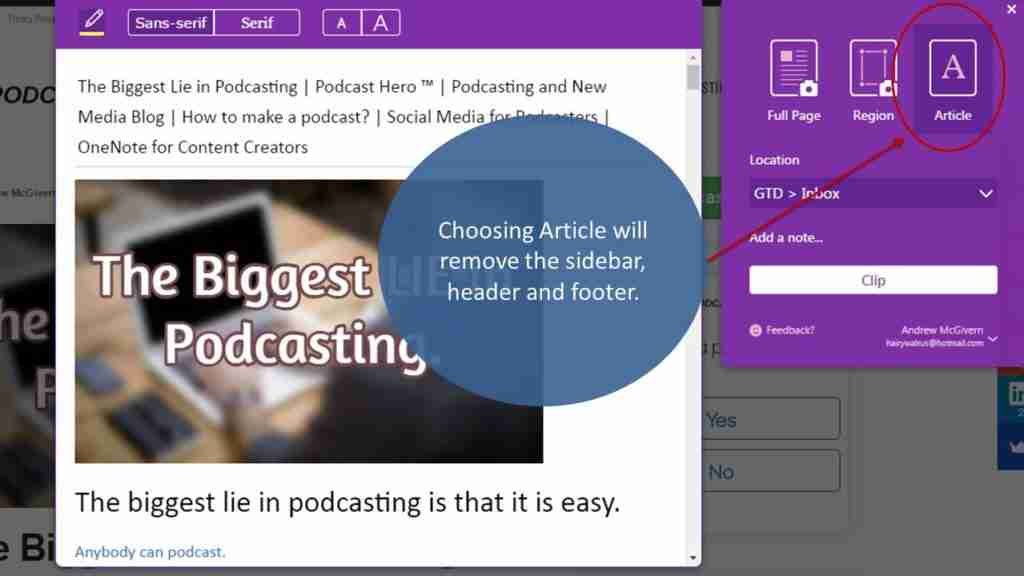 OneNote Web Clipper Firefox Extension